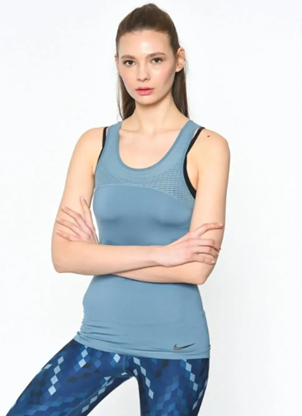Nike Dri Fit  Hypercool Training Tank WMNS XS Blue Racerback Sporty Minimalist